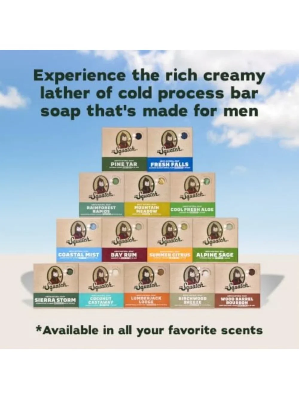 Natural Men’s Bar Soap Set - Cold Process Body Soap with Essential Oils (5 Pack)